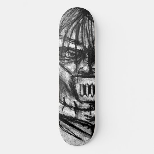 Getapte Patient in Dwangsjak Houtskool Kunst Persoonlijk Skateboard (Voorkant)