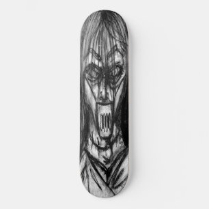Getapte Patient in Dwangsjak Houtskool Kunst Persoonlijk Skateboard