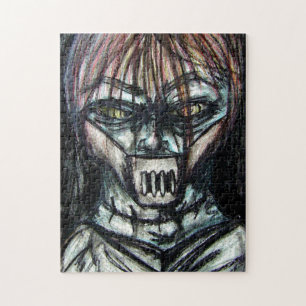 Getapte Patient in Dwangsjak Houtskoolkunst Legpuzzel