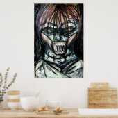 Getapte Patient in Dwangsjak Houtskoolkunst Poster (Keuken)