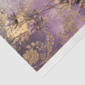 Getasterde bloemige, stoffige Paarse, groene & gou Tissuepapier (Detail)
