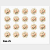 Getasterde Romance, Peach Shabby Chic Ronde Sticker (Vel)