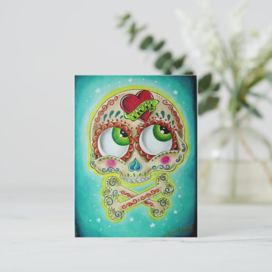 Getatoe?ërde schedel briefkaart (Staand voorkant)