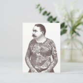 Getatoe?ërde Victoriaans Kerel met Snor Briefkaart (Staand voorkant)