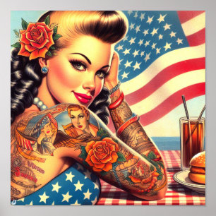 Getatoeëerd Amerikaans meisje Poster