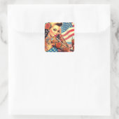 Getatoeëerd Amerikaans meisje Vierkante Sticker (Tas)