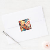 Getatoeëerd Amerikaans meisje Vierkante Sticker (Envelop)