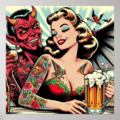 getatoeëerd biermeisje poster (Voorkant)