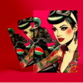 Getatoeëerd biker meisje briefkaart