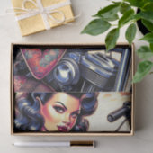 Getatoeëerd biker meisje tissuepapier (Geschenk)