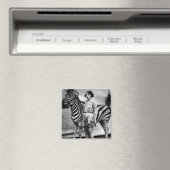 Getatoeëerd Circus Lady en Zebra Square Magnet (Insitu (Vaatwasser))