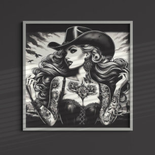 getatoeëerd cowgirl poster