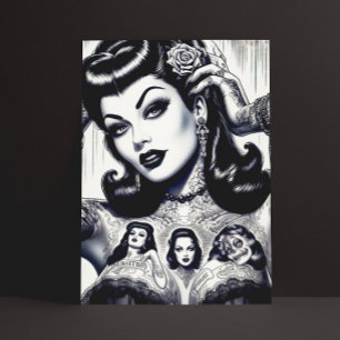  getatoeëerd Gothic meisje Briefkaart