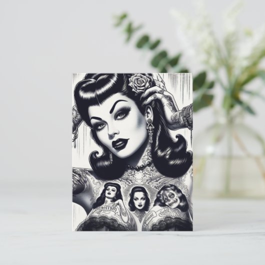  getatoeëerd Gothic meisje Briefkaart (Staand voorkant)