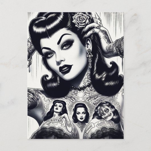  getatoeëerd Gothic meisje Briefkaart (Voorkant)