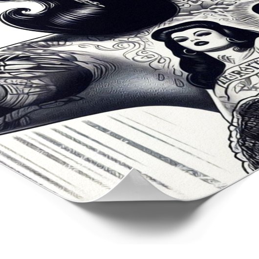  getatoeëerd Gothic meisje Poster (Hoek)