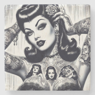  getatoeëerd Gothic meisje Stenen Onderzetter