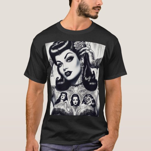 getatoeëerd Gothic meisje T-shirt (Voorkant)