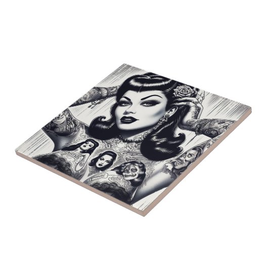  getatoeëerd Gothic meisje Tegeltje (Zijkant)