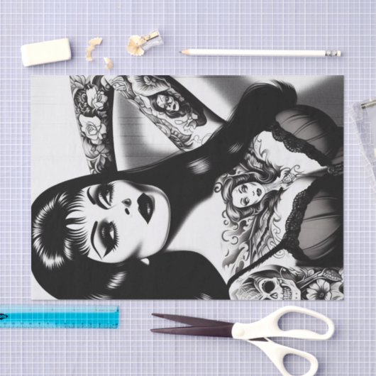 getatoeëerd Gothic meisje Tissuepapier (Craft)