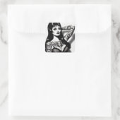  getatoeëerd Gothic meisje Vierkante Sticker (Tas)