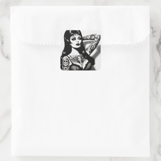  getatoeëerd Gothic meisje Vierkante Sticker (Tas)