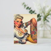 getatoeëerd honkbalmeisje briefkaart (Staand voorkant)
