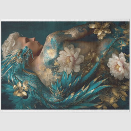 Getatoeëerd Man Dragon Fantasy Tissue Paper Tissuepapier (Voorkant)