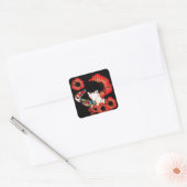 Getatoeëerd meisje tussen klaprozen Kunst van Leah Vierkante Sticker (Envelop)