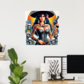 Getatoeëerd Mexicaans meisje Poster (Thuiskantoor)
