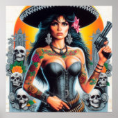 Getatoeëerd Mexicaans meisje Poster (Voorkant)