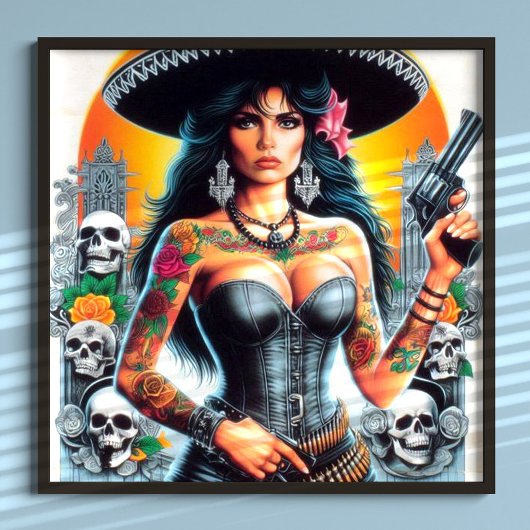 Getatoeëerd Mexicaans meisje Poster