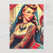 Getatoeëerd middeleeuws meisje briefkaart (Voorkant)