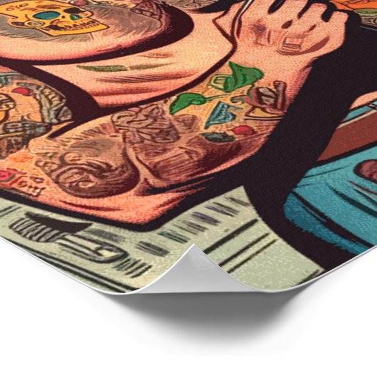 Getatoeëerd paar  Comics Poster (Hoek)