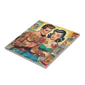 Getatoeëerd paar Comics Tegeltje (Zijkant)