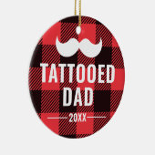 Getatoeëerd Papa Gepersonaliseerd Man van Mustache Keramisch Ornament (Rechts)