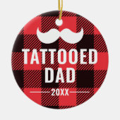 Getatoeëerd Papa Gepersonaliseerd Man van Mustache Keramisch Ornament (Voorkant)