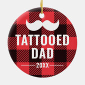 Getatoeëerd Papa Gepersonaliseerd Man van Mustache Keramisch Ornament (Achterkant)