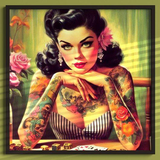 Getatoeëerd pin-up portret schilderij poster