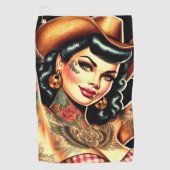 getatoeëerd plattelandsmeisje golfhanddoek (Voorkant)