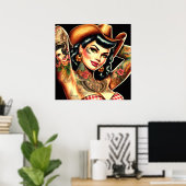 getatoeëerd plattelandsmeisje poster (Thuiskantoor)