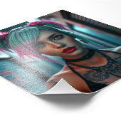 Getatoeëerd Punk meisje met neon haar in Urban All Foto Afdruk (Hoek)