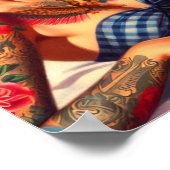  getatoeëerd strand pin-up poster (Hoek)