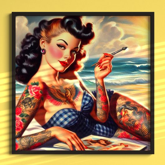  getatoeëerd strand pin-up poster