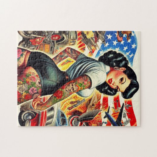 Getatoeëerde Amerikaanse Pin-Up Legpuzzel (Horizontaal)