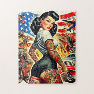 Getatoeëerde Amerikaanse Pin-Up Legpuzzel