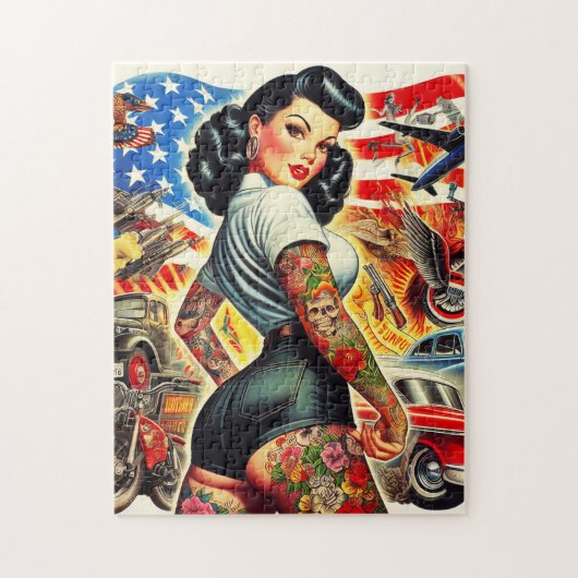 Getatoeëerde Amerikaanse Pin-Up Legpuzzel (Verticaal)