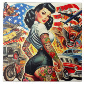 Getatoeëerde Amerikaanse Pin-Up Tegeltje (Voorkant)