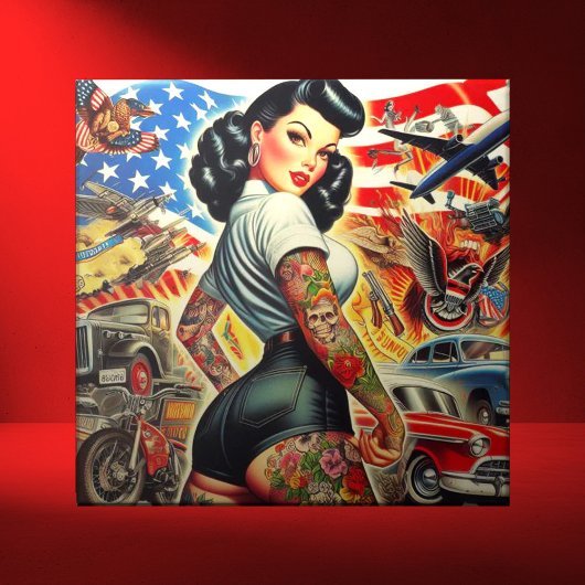 Getatoeëerde Amerikaanse Pin-Up Tegeltje