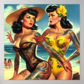 Getatoeëerde Beach Pin-ups Poster (Voorkant)